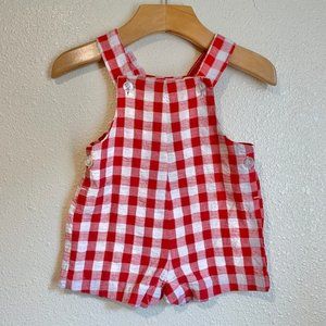 Vintage 60s Checked Health-Tex Baby Romper Unisex Red Gingham Boys Girls